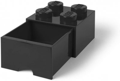 LEGO Brique noire de rangement &reg; &agrave; tiroir et &agrave; 4 tenons