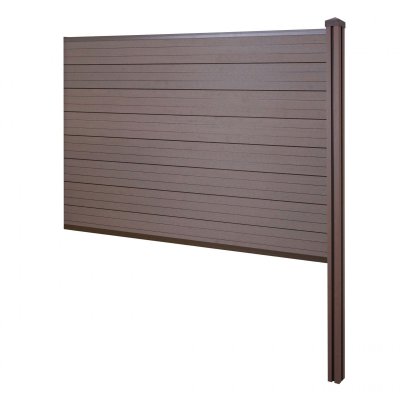 MENDLER Brise-vue en WPC Sarthe, cl&ocirc;ture brise-vent, poteaux WPC extension, 188cm marron