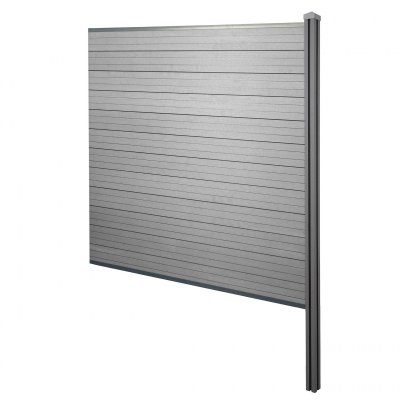 MENDLER Brise-vue en WPC Sarthe, poteaux WPC El&eacute;ment d'extension, 188cm gris