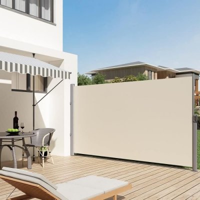SONGMICS Brise-vue lat&eacute;ral extensible 3,5 x 1,8 m beige 