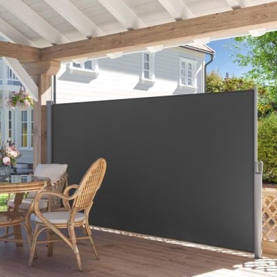 SONGMICS Brise-vue lat&eacute;ral extensible 3,5 x 1,8 m gris anthracite 