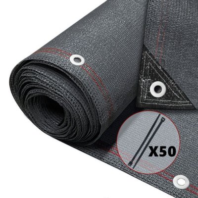 VOUNOT Brise vue occultant en HDPE 230g/m&sup2; 1x10m avec attaches de fixation anthracite