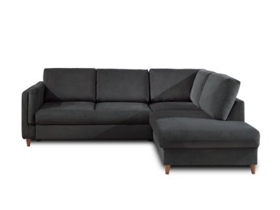 LISA DESIGN Brooke - canap&eacute; d'angle convertible - 5 places - style contemporain - droit - Gris fonc&eacute;