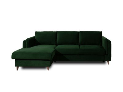 LISA DESIGN Brooke - canap&eacute; d'angle convertible - avec coffre - 4 places - style contemporain - gauche - Vert