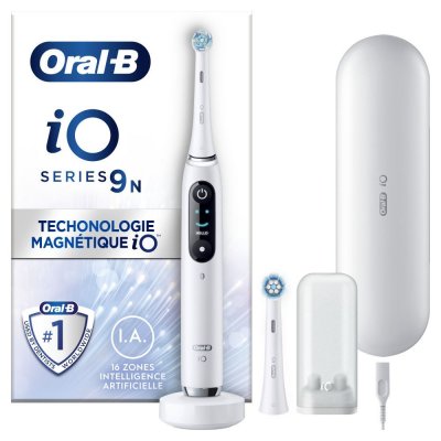 ORAL B Brosse &Agrave; Dents &Eacute;lectrique Oral-B iO 9N - Blanche - Avec Etui de Voyage et Porte Brossette