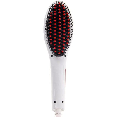 YONIS Brosse chauffante lissante design 2 en 1 brushing c&acirc;ble 360&deg; lcd blanc