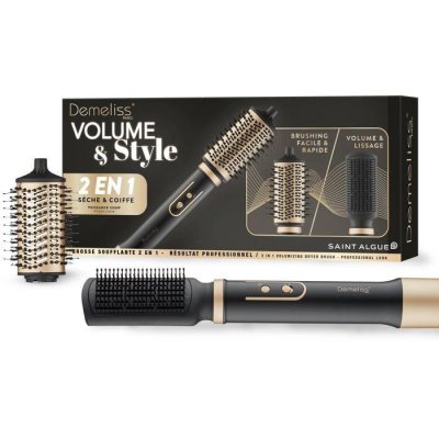 SAINT ALGUE Brosse soufflante 2-en-1 - - Demeliss Volume & Style - 1000 W - 3 temp&eacute;ratures - Noir / Or