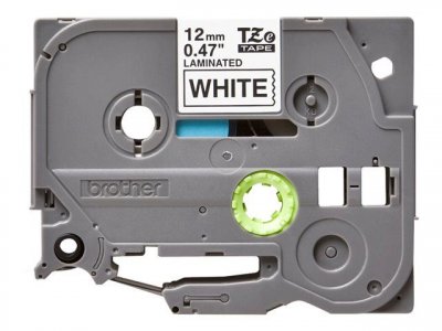 BROTHER  tze231 laminated tapes 12mm 8m black on white background