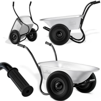 GARDEBRUK Brouette de jardin 150kg 100L 2 roues avec cuve galvanis&eacute;e