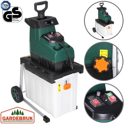 GARDEBRUK Broyeur de v&eacute;g&eacute;taux &eacute;lectrique 2800W - 60L