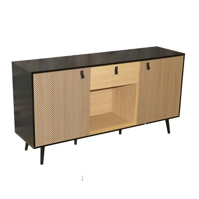 Buffet 2 portes avec motif chevron L150cm - marron