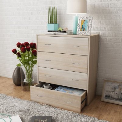 Buffet avec 4 tiroirs 60 x 30,5 x 71 cm Couleur de ch&ecirc;ne