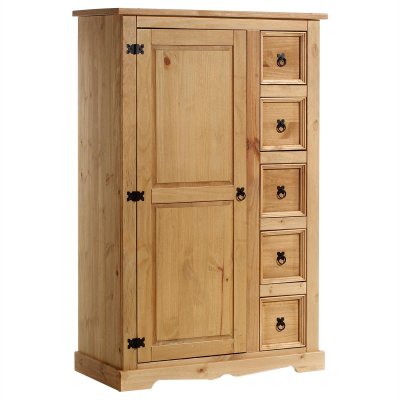 Buffet chiffonnier apothicaire pin massif style mexicain finition cir&eacute;e