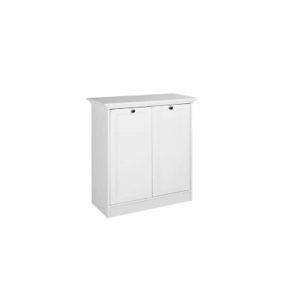 Buffet classique 2 portes - LANDWOOD - Blanc - L 80 cm - MDF et m&eacute;tal