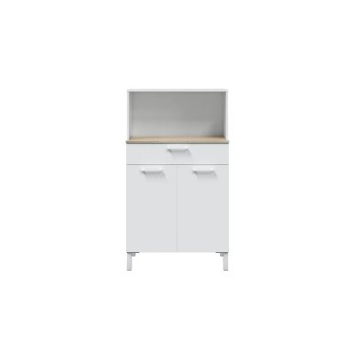 Buffet de cuisine &eacute;mile 2 portes et 1 tiroir l72 x h126cm - blanc / bois