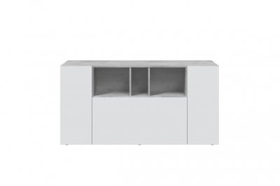 LOUNGITUDE Buffet john 3 portes et 3 niches l150cm - blanc / b&eacute;ton
