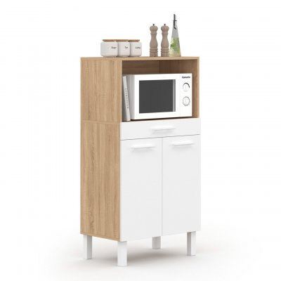 IDMARKET Buffet mi-haut 60 cm 1 tiroir 2 portes blanc