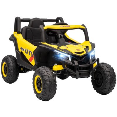 AIYAPLAY Buggy &eacute;lectrique enfant utv 12v 7kmh max. T&eacute;l&eacute;commande port usb nombreux effets jaune noir