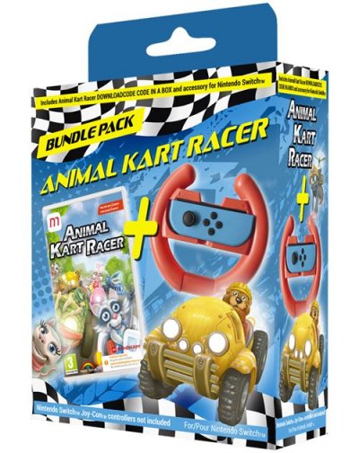 JUST FOR GAMES Bundle Pack Animal Kart Racer (Code in a Box) + Volant SWITCH (SWITCH)
