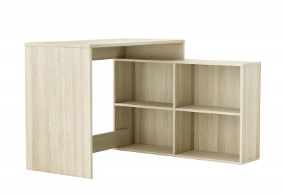 Bureau angle 4 niches en bois naturel