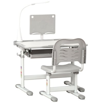 HOMCOM Bureau enfant avec chaise r&eacute;glables lampe et support inclus