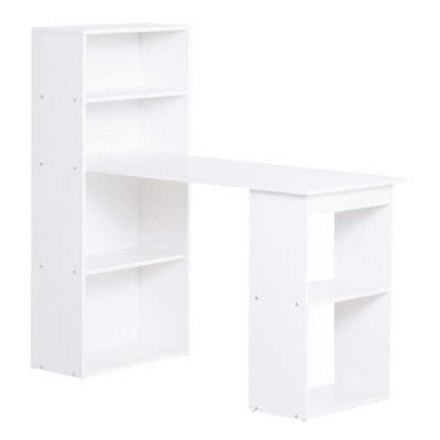 Bureau informatique 120L x 55l x 120H cm biblioth&egrave;que adjacente multi-rangements blanc 