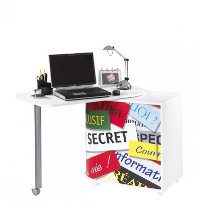 Bureau Informatique Blanc Pivotant - Coloris: Top Secret 300