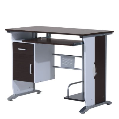 Bureau informatique design 100L x 52l x 75h cm brun noir et blanc