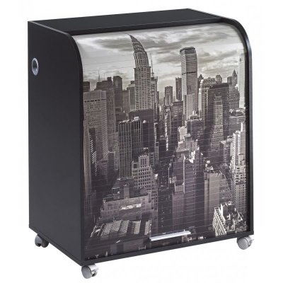 Bureau Informatique Noir &agrave; Roulettes - Coloris: New York 500