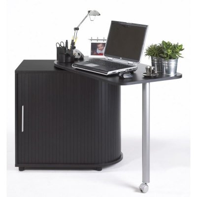 Bureau pivotant noir et meuble de rangement - coloris: noir COOL100NO