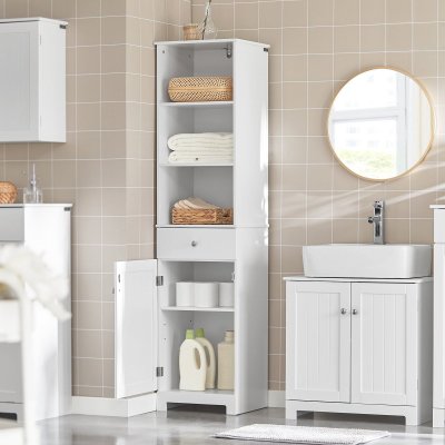 BZR17-W Meuble Colonne de Salle de Bain Armoire Haute Meuble Rangement