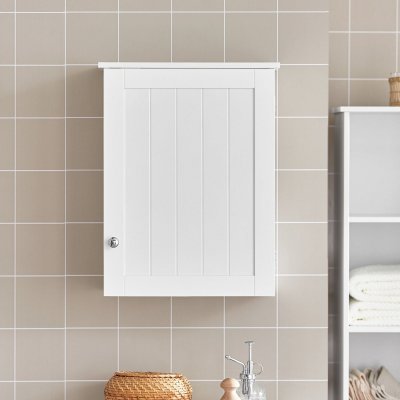 BZR19-W Meuble Haut de Salle de Bain Meuble de Rangement Mural Armoire Suspendue