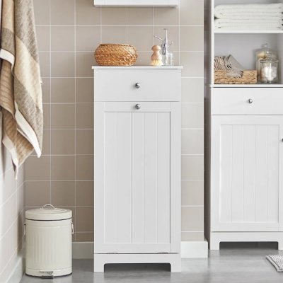 BZR21-W Meuble Bas de Salle de Bain Armoire Toilette Meuble de Rangement Corbeille