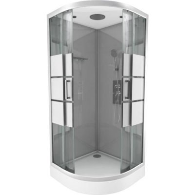 AURLANE Cabine de douche 1/4 de cercle gris et blanc Galedo River 2 90 x 90 cm