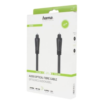 HAMA C&acirc;ble audio &agrave; fibres optiques, fiche m&acirc;le ODT (Toslink), 1,5 m - Neuf