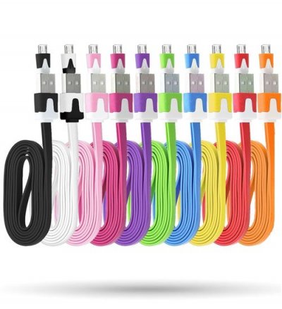  Cable Chargeur pour Manette Playstation 4 PS4 USB / Micro USB 1m Noodle Universel Connecteur (NOIR)