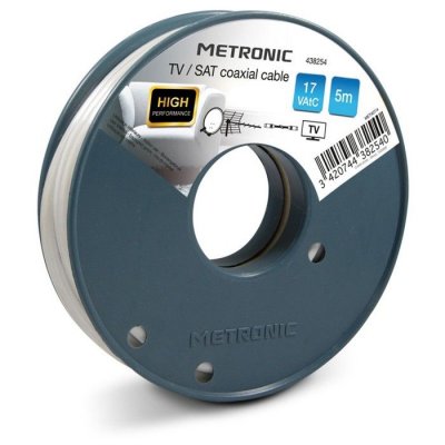 METRONIC C&acirc;ble coaxial TV / SAT  438254 17 VAtC 5m Blanc