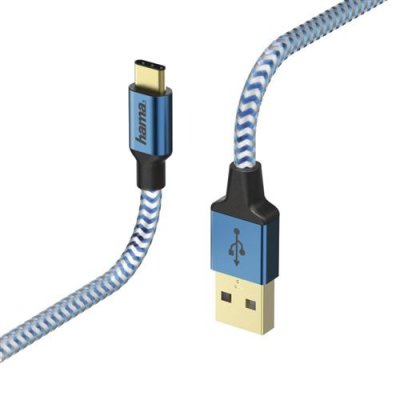 HAMA C&acirc;ble de charge/donn&eacute;es ""reflective"", usb type-c - usb-a, 1,5 m, bleu