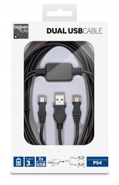 NACON C&acirc;ble de recharge BigBen Double USB pour Manette PS4
