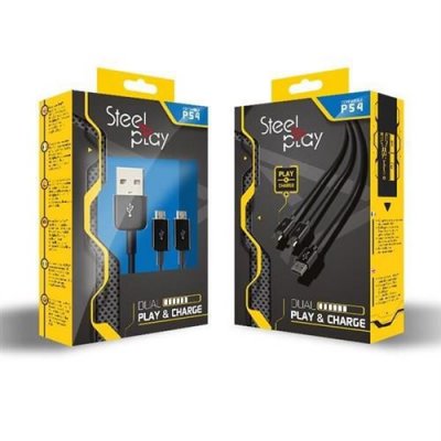 STEELPLAY C&acirc;ble dual play & charge  pour manette ps4 noir