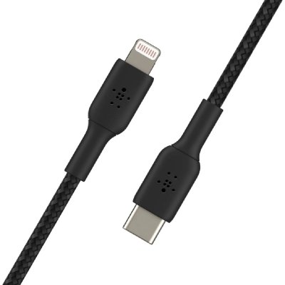 BELKIN C&acirc;ble Lightning  vers USB-C 2m noir tr&eacute;ss&eacute;