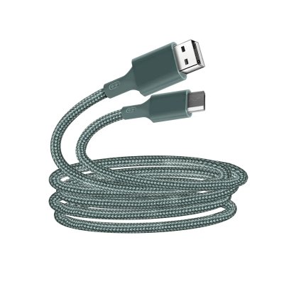 BIGBEN CONNECTED C&acirc;ble micro-USB vers USB Recyclable Coton tress&eacute; 2.1A 2 m&egrave;tres Vert