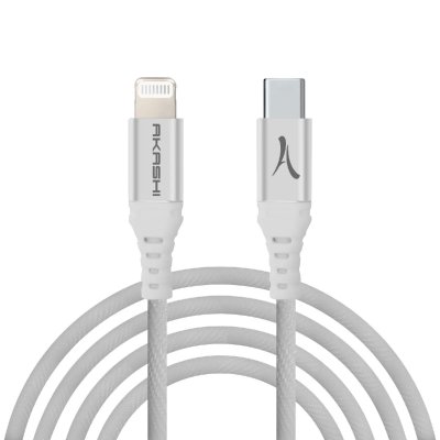 AKASHI Cable Renforce Usb Type-C Vers Lightning Mfi Apple- Blanc