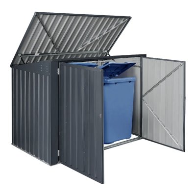 EN.CASA Cache poubelle Grebin avec toit rabattable pour 2 poubelles 173x101x131 cm