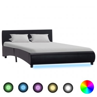 Cadre de lit avec led noir similicuir 140 x 200 cm cadre 2 personnes