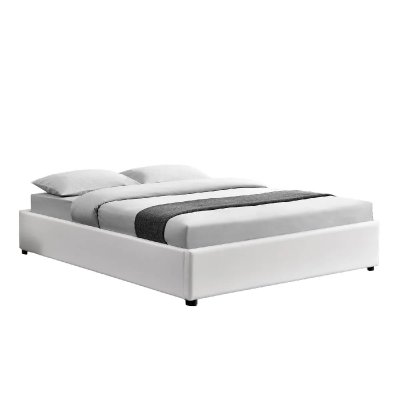 Cadre de lit blanc avec coffre de rangement int&eacute;gr&eacute; -140x190 cm KENNINGTON
