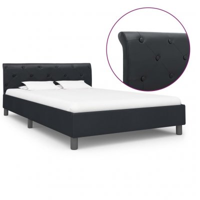 Cadre de lit noir similicuir 140 x 200 cm cadre 2 personnes