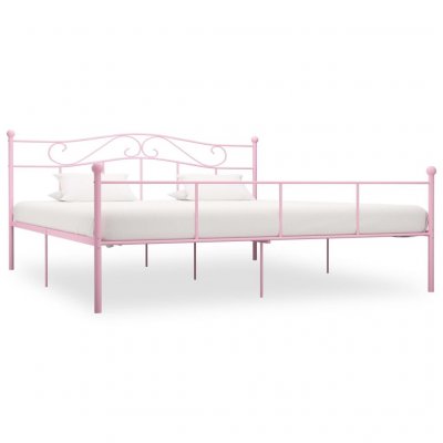 Cadre de lit rose m&eacute;tal 200x200 cm cadre 2 personnes
