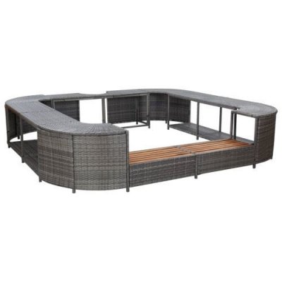 VIDAXL Cadre de spa carr&eacute; gris 268x268x55 cm r&eacute;sine tress&eacute;e