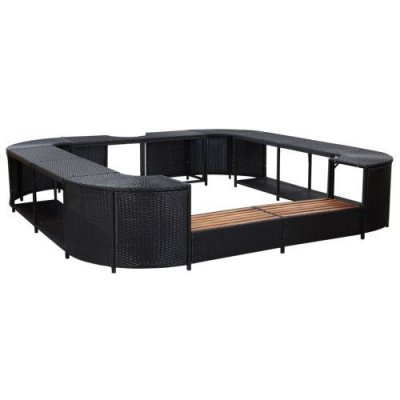 VIDAXL Cadre de spa carr&eacute; noir 268x268x55 cm r&eacute;sine tress&eacute;e